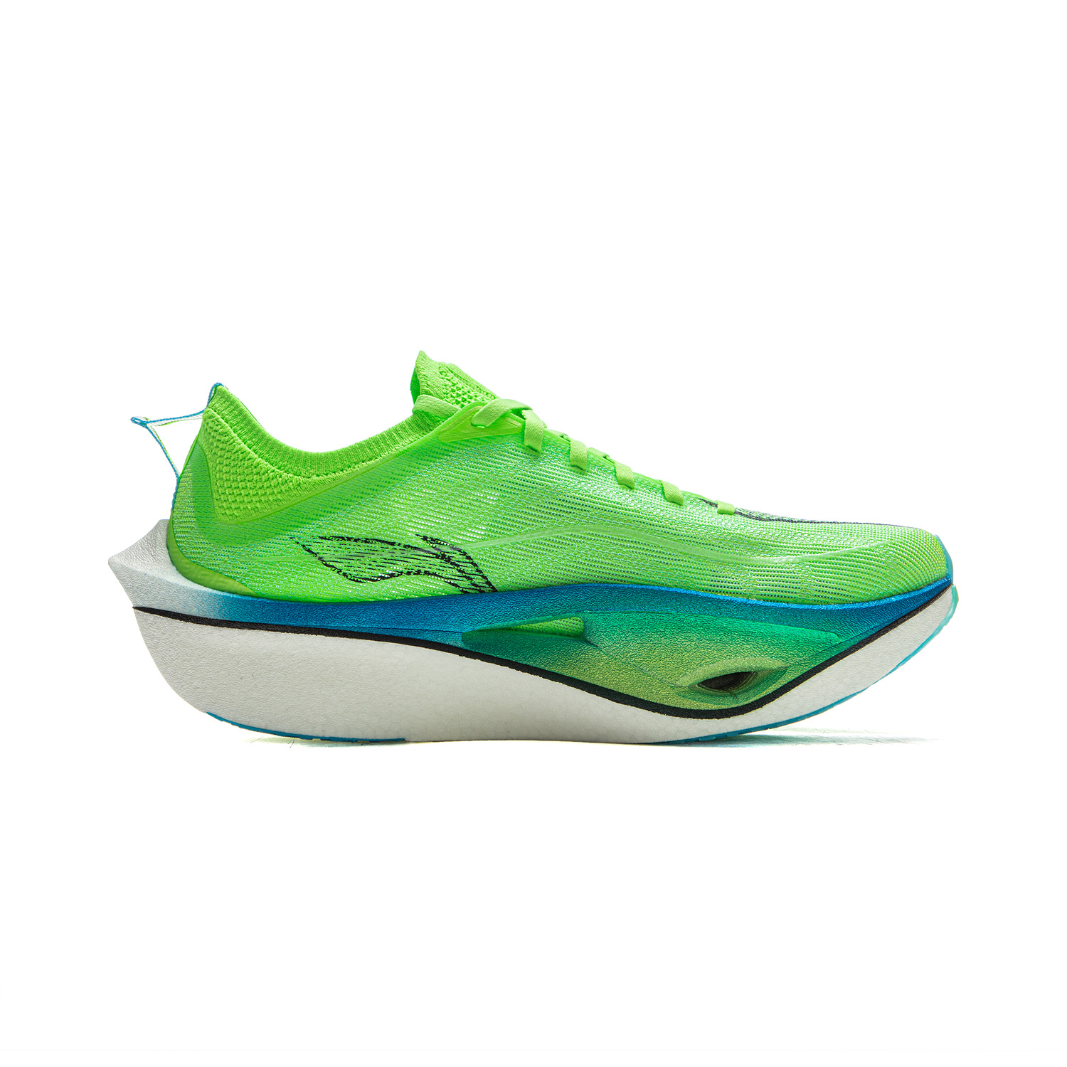 Li Ning Feidian 4 Ultra Fabric Low top Carbon Plate Sprint Running Shoes Unisex Neon Green