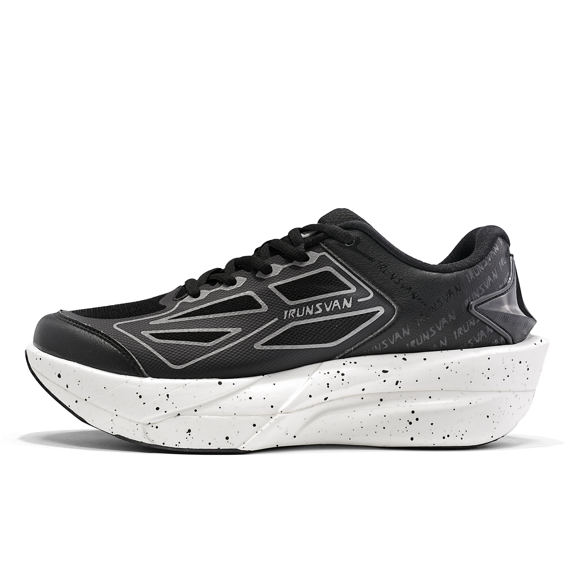 IRunner IRUNSVAN Feihong 1.0 full-length propulsion nylon plate, marathon racing, track and field physical examination professional training, 100 meters and kilometers, double-layer supercritical, arch protection, stable support, low-cut running shoes, same style for men and women, basic black