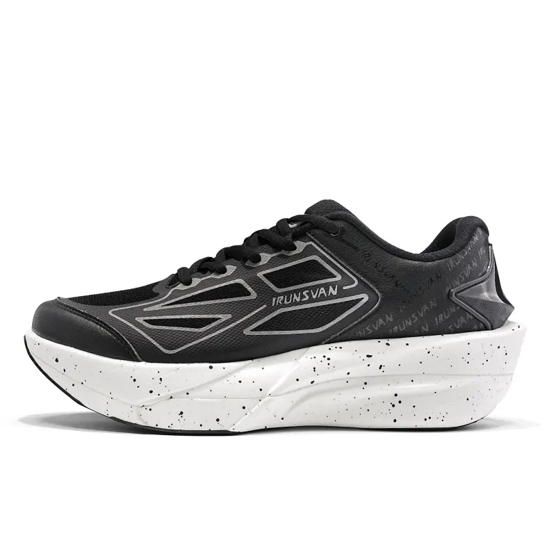 IRunner IRUNSVAN Feihong 1.0 full-length propulsion nylon plate, marathon racing, track and field physical examination professional training, 100 meters and kilometers, double-layer supercritical, arch protection, stable support, low-cut running shoes, same style for men and women, basic black