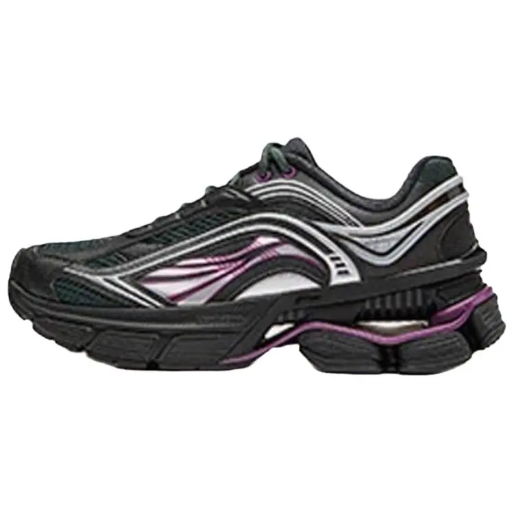 Li Ning Aurora RENEW Cushioning Slip Resistant Low top Chunky Sneakers Women's Black Purple