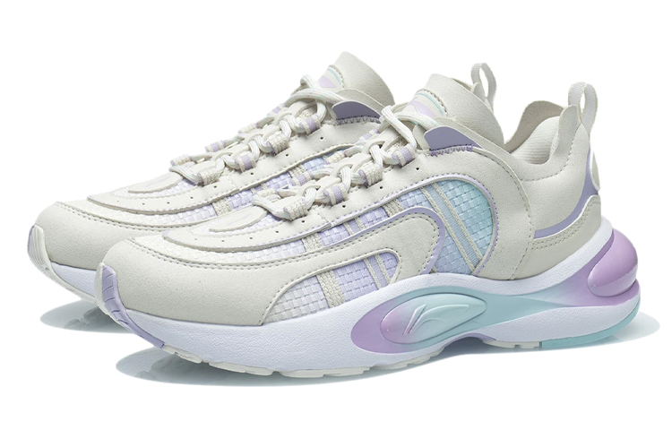 Li Ning V8 Cushioning Slip Resistant Abrasion Resistant Low top Running Shoes Women’s White Purple