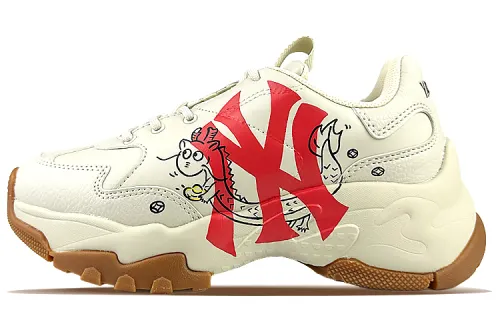 MLB Big Ball Chunky Leather Slip Resistant, Abrasion Resistant, Lightweight, Height Increasing Low top Chunky Sneakers
