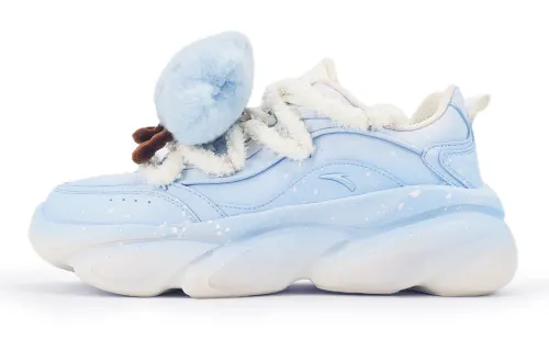 Anta Cat Paw Cushioning Slip Resistant Abrasion Resistant Low top Chunky Sneakers Women's White Blue