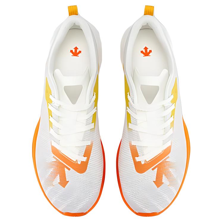 DESCENTE DELTA Comfortable And Breathable Cushioning, Wear Resistant Low top Running Shoes Unisex White Orange
