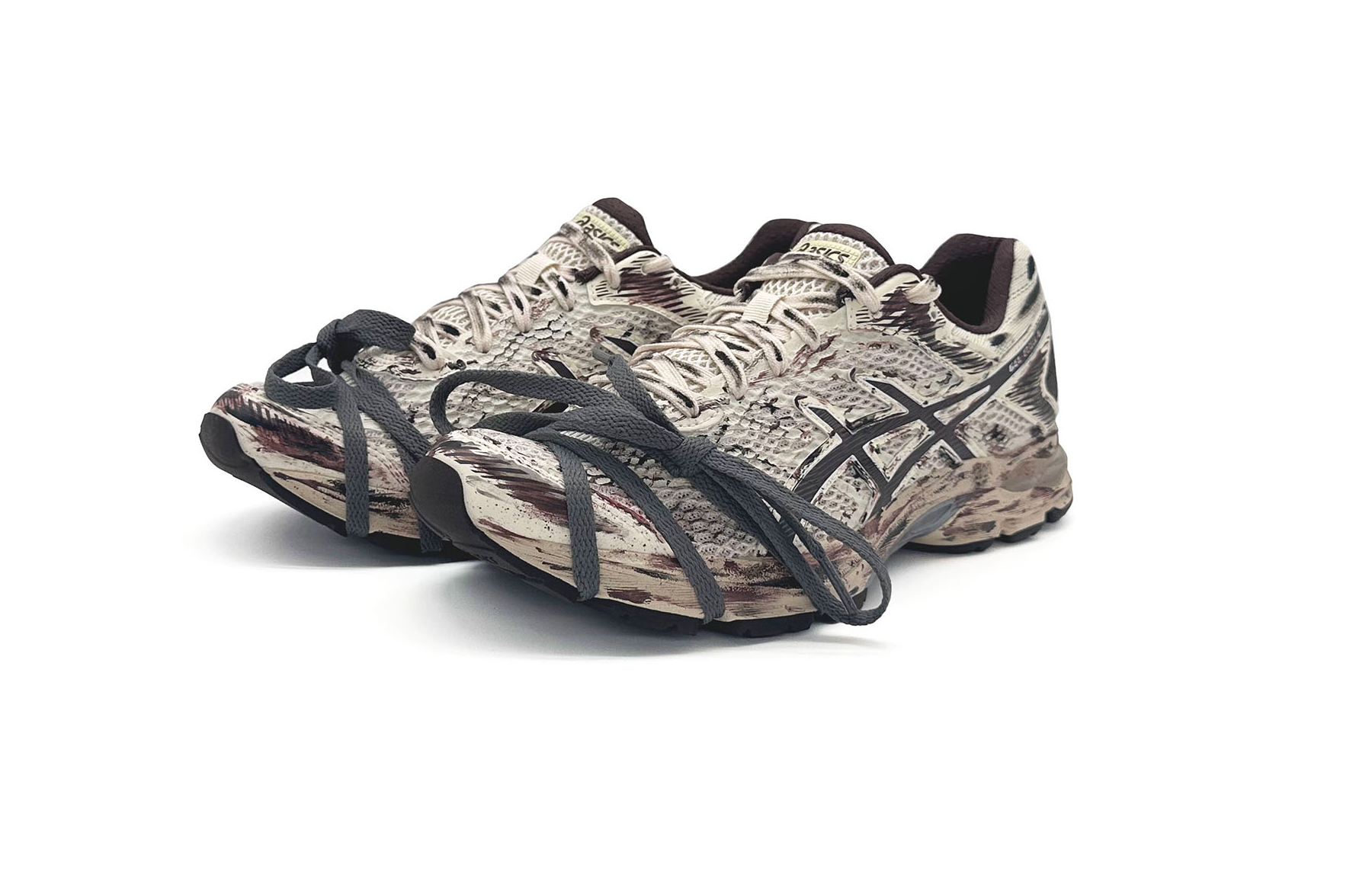 Asics Gel Flux 4 Textile, Synthetic Leather Abrasion Resistant Low top Running Shoes Unisex Beige White Brown