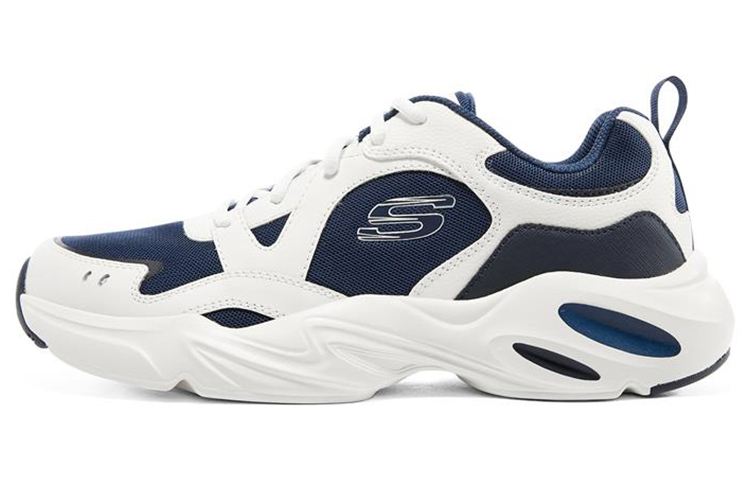 Skechers Stamina Airy Mesh, Leather Low top Chunky Sneakers Men's White Blue