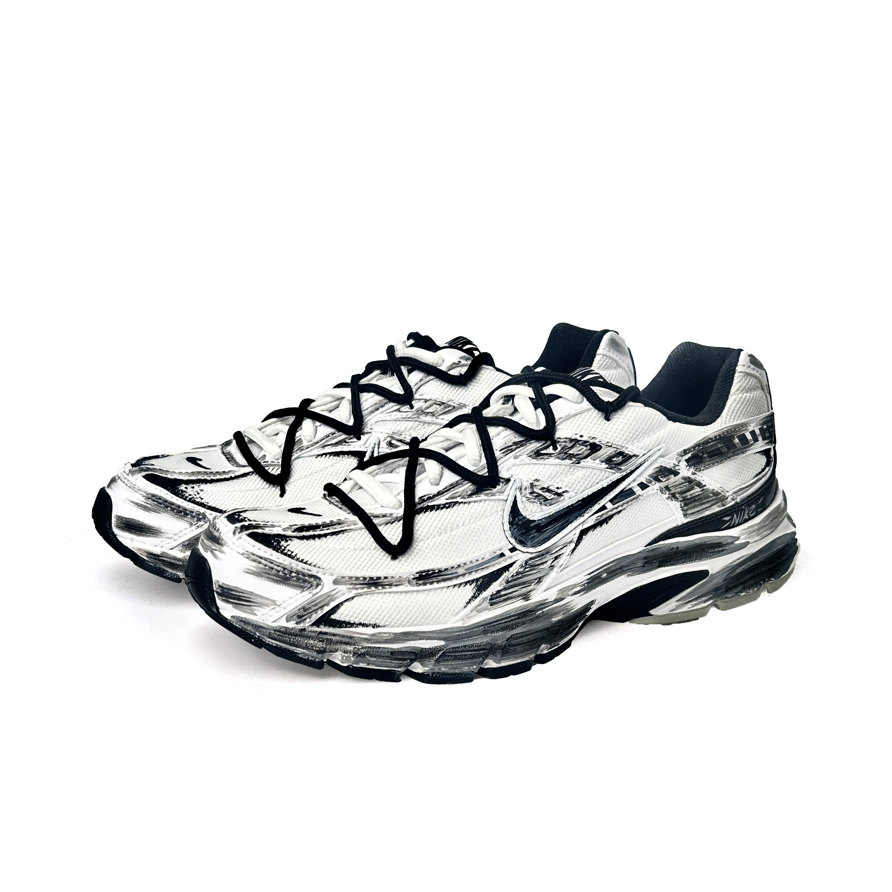 Nike Initiator Abrasion Resistant Low top Casual City Commuting Running Shoes Unisex Black White