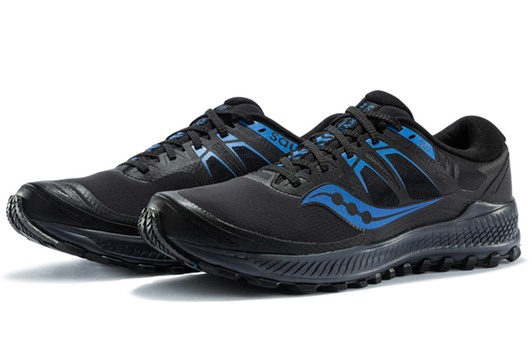 Saucony Fabric Cushioning Abrasion Resistant Breathable Support Low top Running Shoes Men’s Black Blue