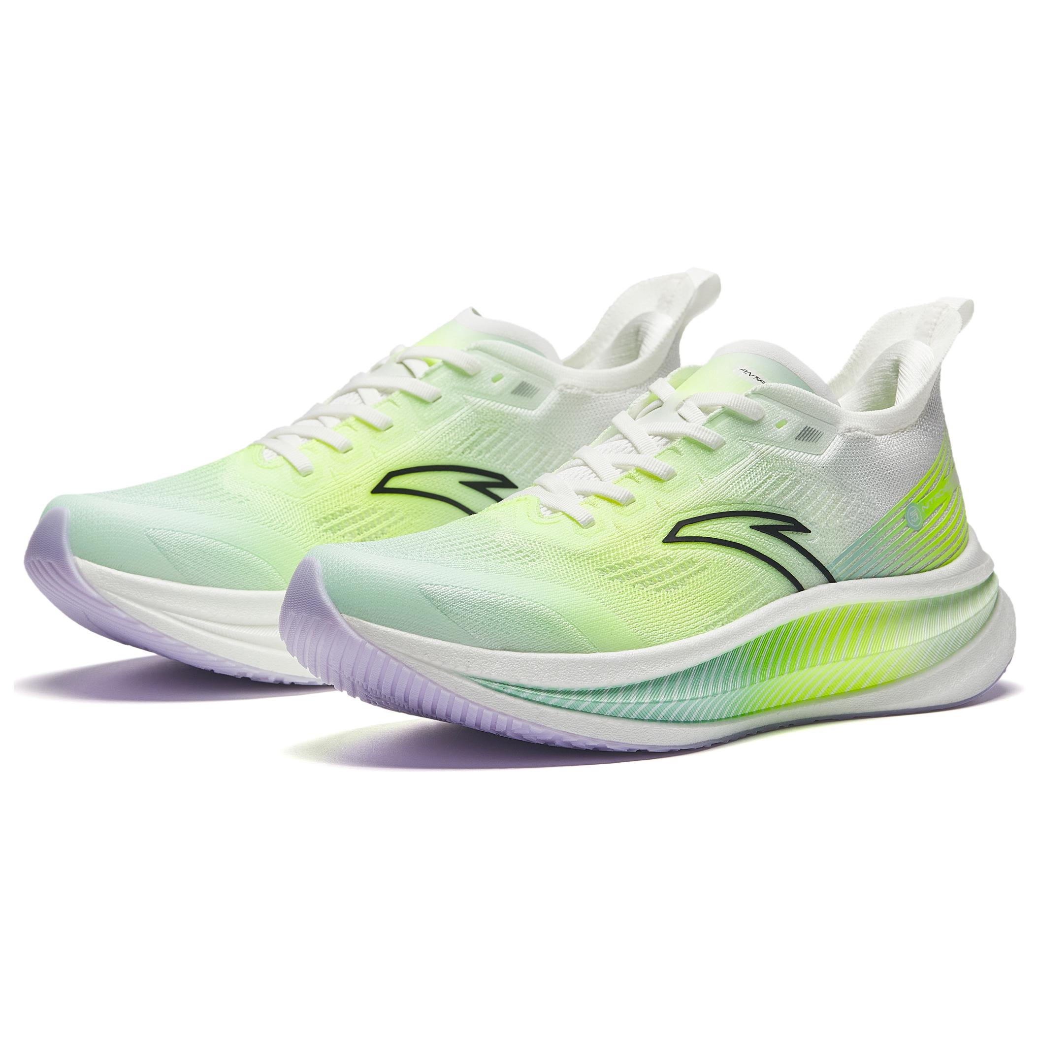 Anta Cushioning Abrasion Resistant Breathable Low top Full Length Carbon Plate Running Shoes Men’s White Green