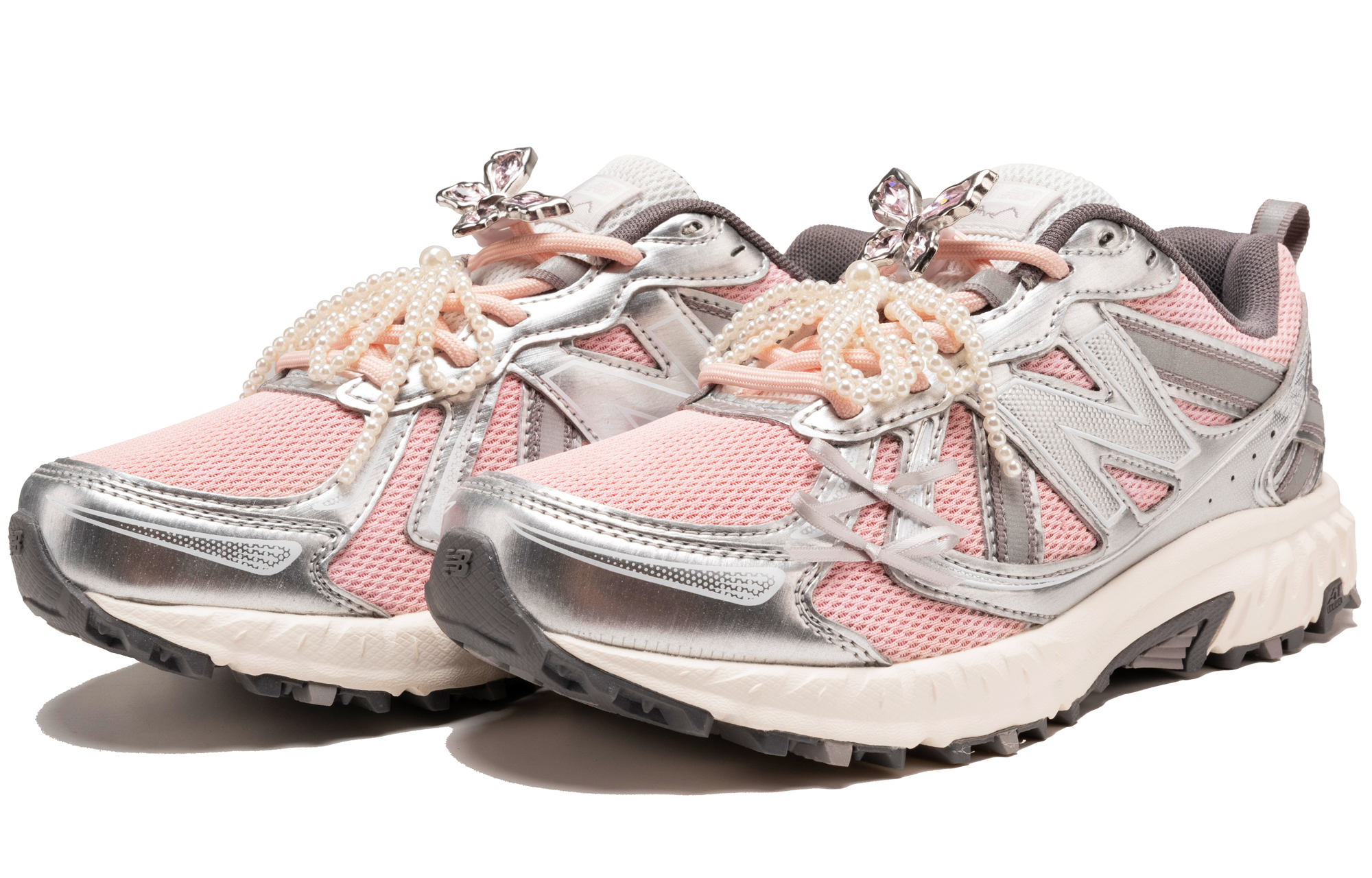 New Balance NB 410 Cushioning Slip Resistant Abrasion Resistant Low top Casual Running Shoes Unisex Silver Pink