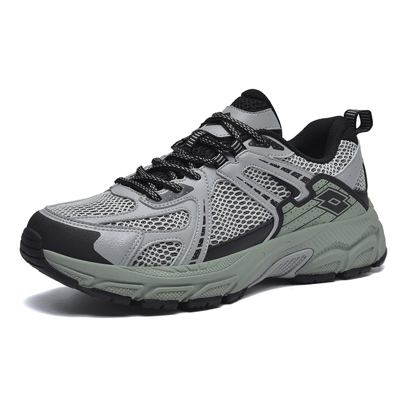 LOTTO Pace Quest 2 Mesh Cushioning Slip Resistant Abrasion Resistant Low top Running Shoes Men’s Gray Green