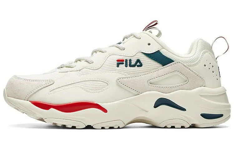FILA Tracer Fabric Breathable Height Increasing Low top Chunky Sneakers Men's White Green Red
