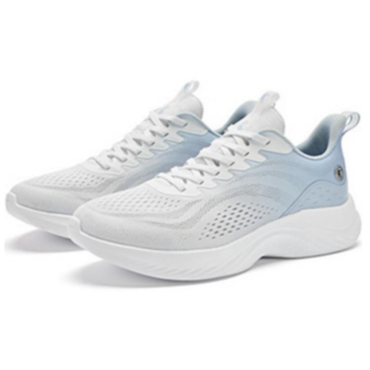 QIAODAN Comfortable And Trendy Cushioning Slip Resistant Low top Sprint Running Shoes Men’s White Blue