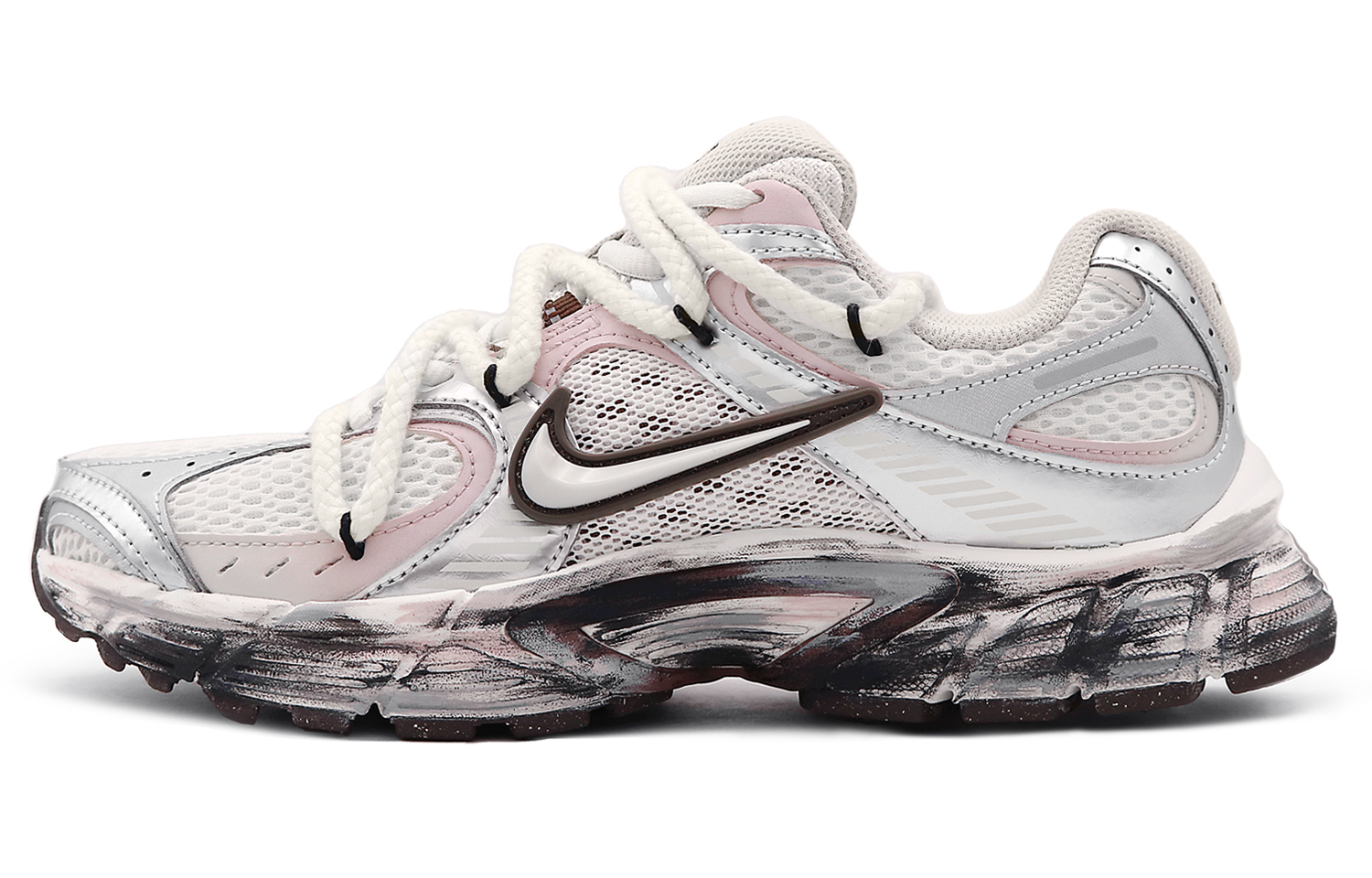 Nike V5 RNR Abrasion Resistant Breathable Low top Casual City Commuting Running Shoes Women’s Silver Gray Pink