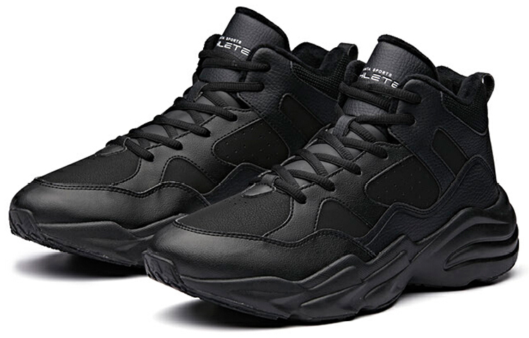 Anta Fleece Lined Casual Cushioning Thermal Mid top Running Shoes Men’s Black