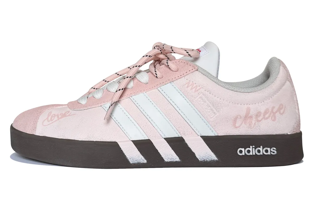Adidas VL COURT 2.0 Foamy Cheeses Cushioning Low top Skateboard Shoes Unisex Pink