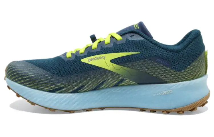 Brooks Catamount Cushioning, Wear Resistant Low top Casual Running Shoes Men's Blue Yellow