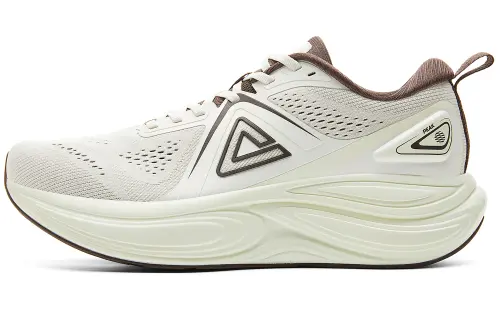 Peak State Extreme Thousand Miles 2.0 Thick-soled Cushioning Running Shoes Physically Foamed State Extreme Mesh Breathable Anti-slip and Wear-Resistant Rubber Recovery Training Shock Absorption Anti-Slip Rebound Low-top Running Shoes Men's Canvas White Brown