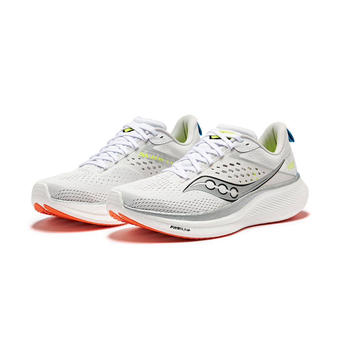 Saucony RIDE Yutuo 17 Fabric Cushioning Breathable Coverage Low top Running Shoes Men’s White Silver