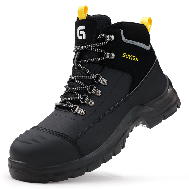 LANOUDUN Abrasion Resistant Slip Resistant High top Outdoor Shoes Unisex Black
