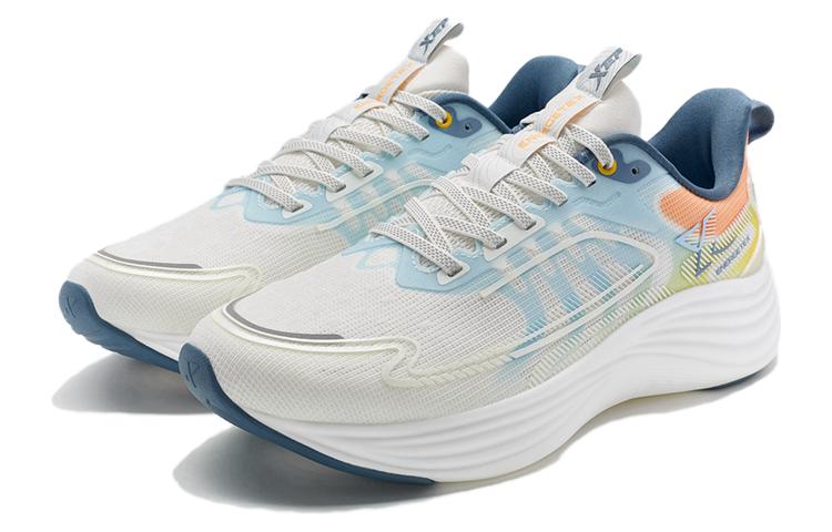 XTEP Comfortable Cushioning Slip Resistant Low top Running Shoes Men’s White Blue Orange