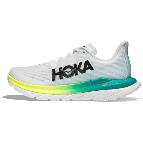 HOKA ONE ONE Mach 5 Wide 2E wide last version comfortable daily non-slip wear-resistant low-top running shoes men's white blue