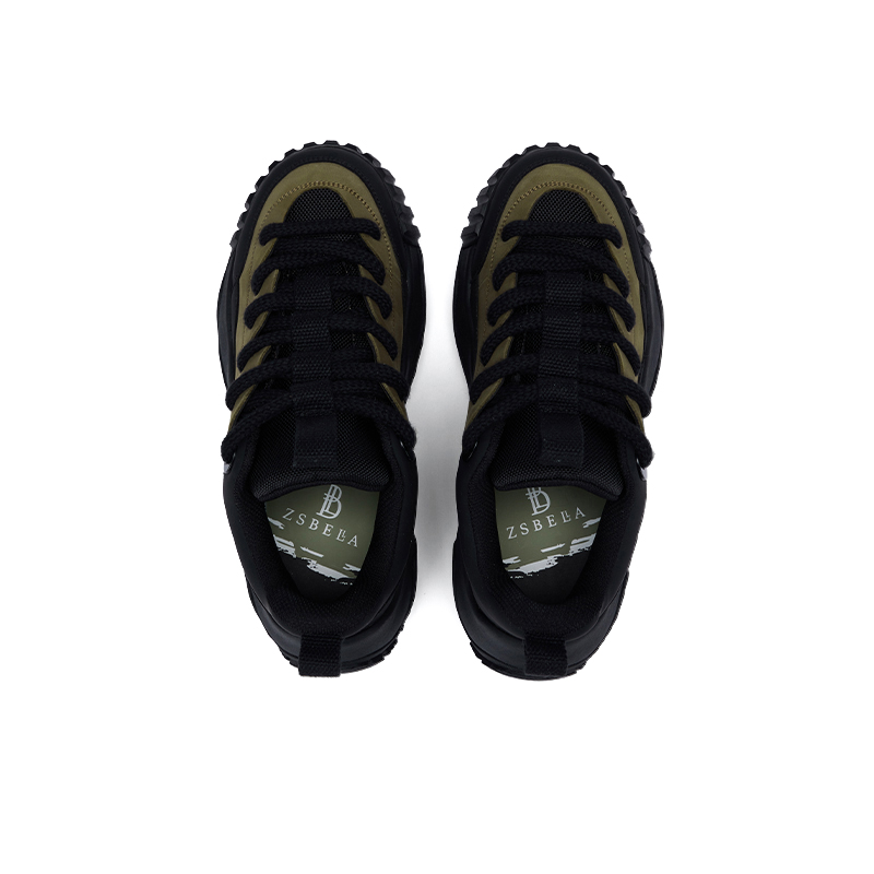 ZSBELLA Cow Leather Cushioning Abrasion Resistant Height Increasing Low top Chunky Sneakers Men's