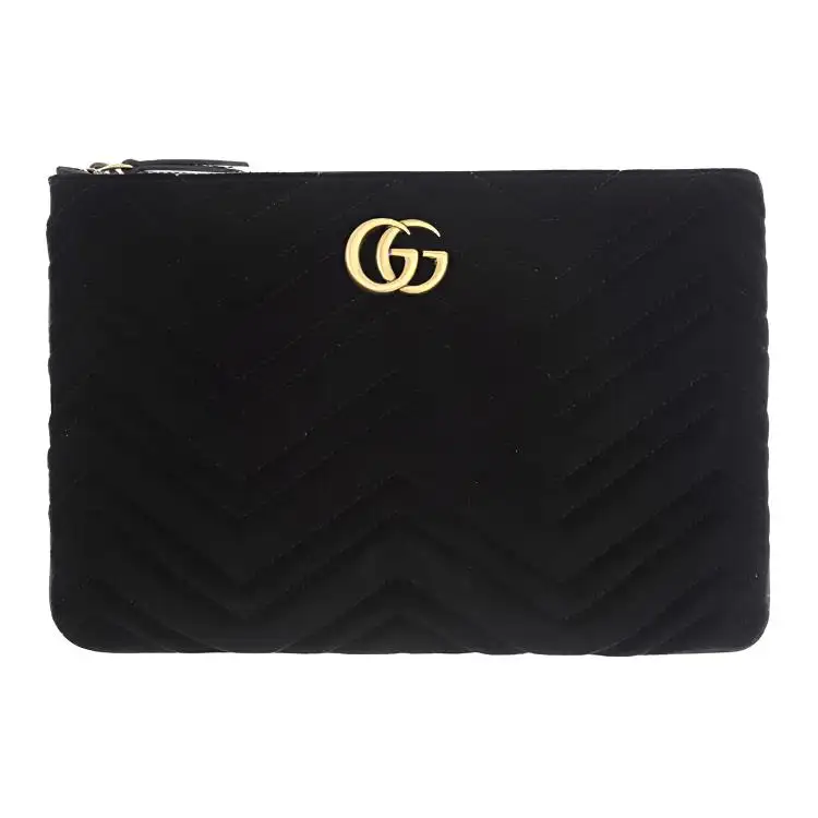 GUCCI Marmont Velvet Clutch Women's Black