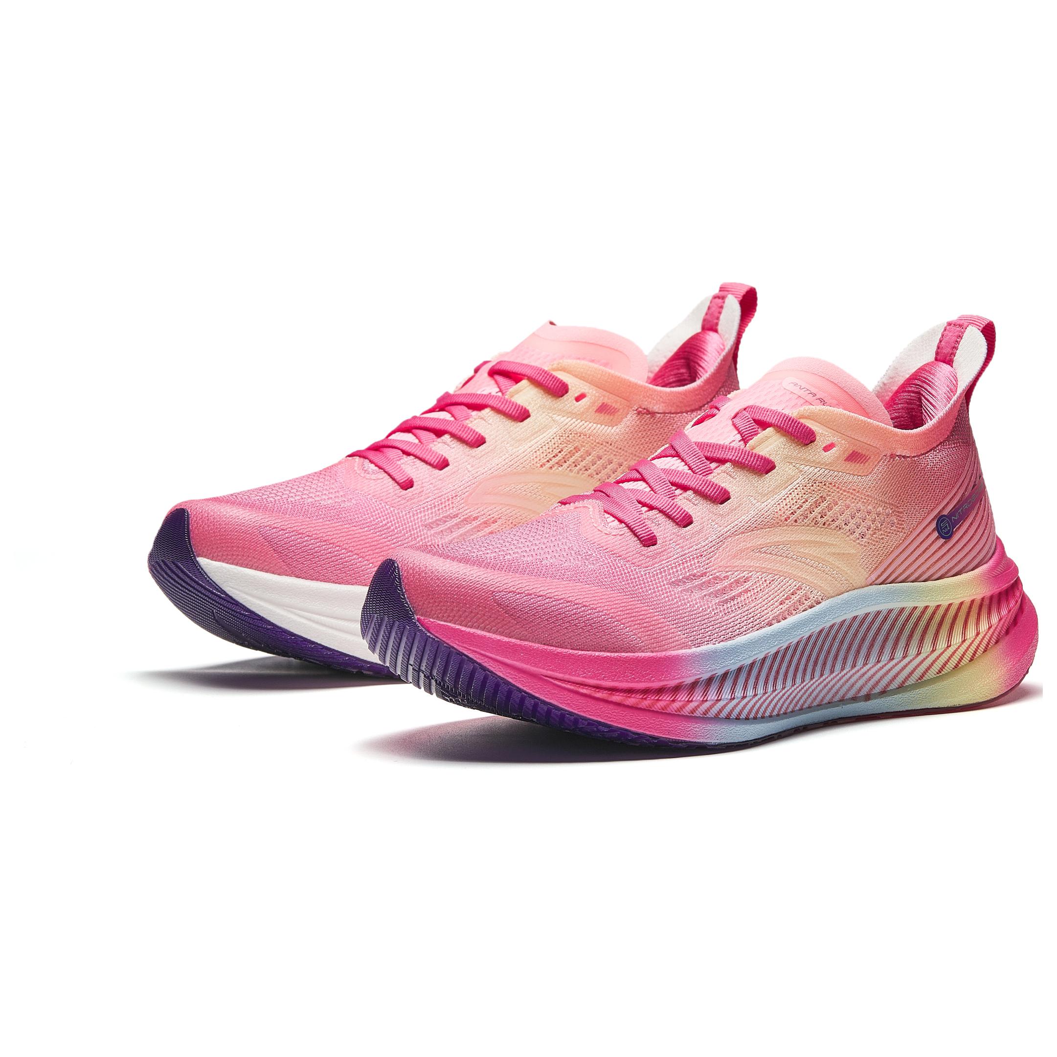 Anta Cushioning Abrasion Resistant Breathable Low top Full Length Carbon Plate Running Shoes Women’s Pink Blue Yellow