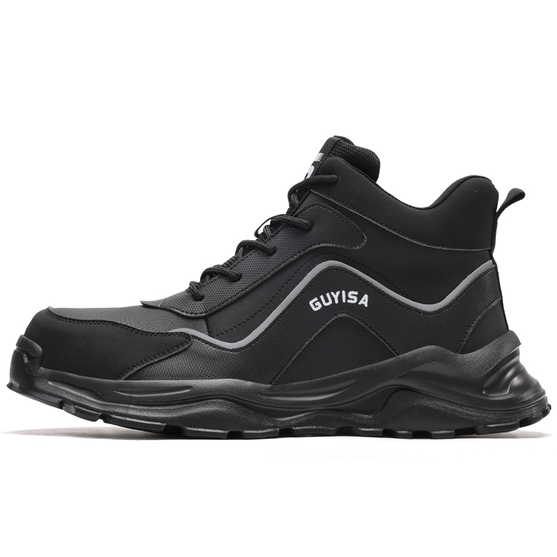 LANOUDUN Synthetic, Microfiber Leather Non slip, Wear resistant, Impact resistant High top Outdoor Shoes Men’s Black