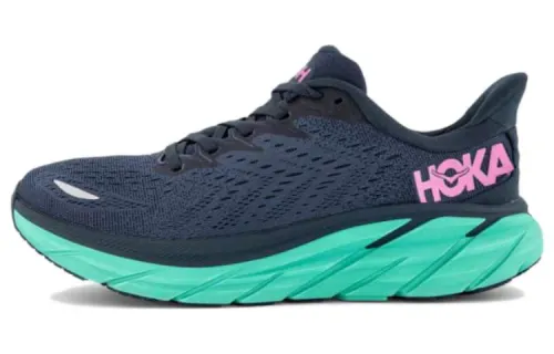 HOKA ONE ONE Clifton 8 Running Shoes Women's Low Top Blue/Green