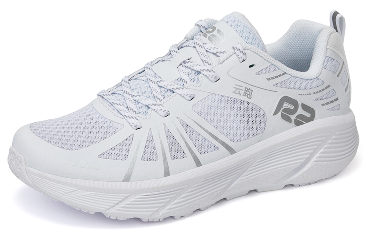 R2 REALRUN Cushioning Abrasion Resistant Lightweight Breathable Slip Resistant Low top Running Shoes Unisex Moon White
