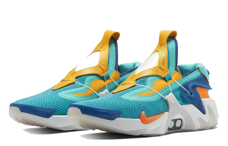 Мужские кроссовки Nike Adapt Huarache Hyper Jade' (желто-синие) — фото 3