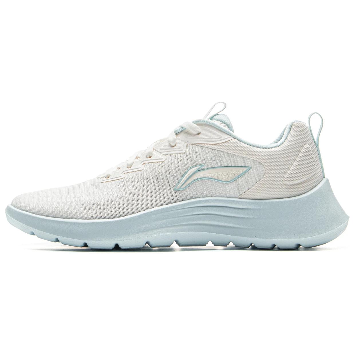 Li Ning Light Strings Cushioning Slip Resistant Abrasion Resistant Lightweight Low top Running Shoes Women’s White Blue