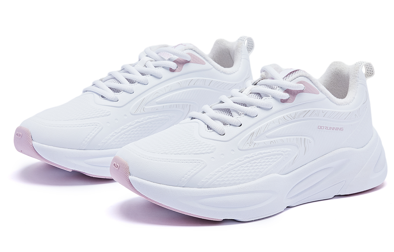 QIAODAN Fleece Lined Thermal Low top Running Shoes Women’s White Purple