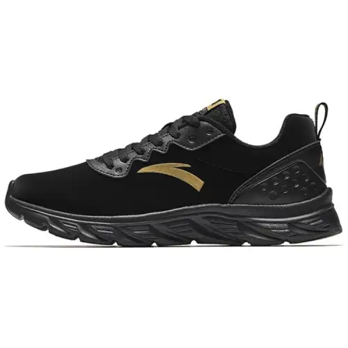 Anta Abrasion Resistant Lightweight Rebound Low top Casual Running Shoes Men's Black Gold