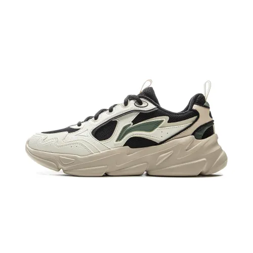 Li Ning Cloud Sea Cushioning Slip Resistant Abrasion Resistant Support Low top Chunky Sneakers Men's White Black