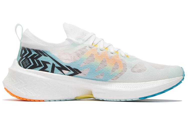 Li Ning Feidian Discovery Cushioning Lightweight Rebound Low top Running Shoes Men’s White Blue Yellow