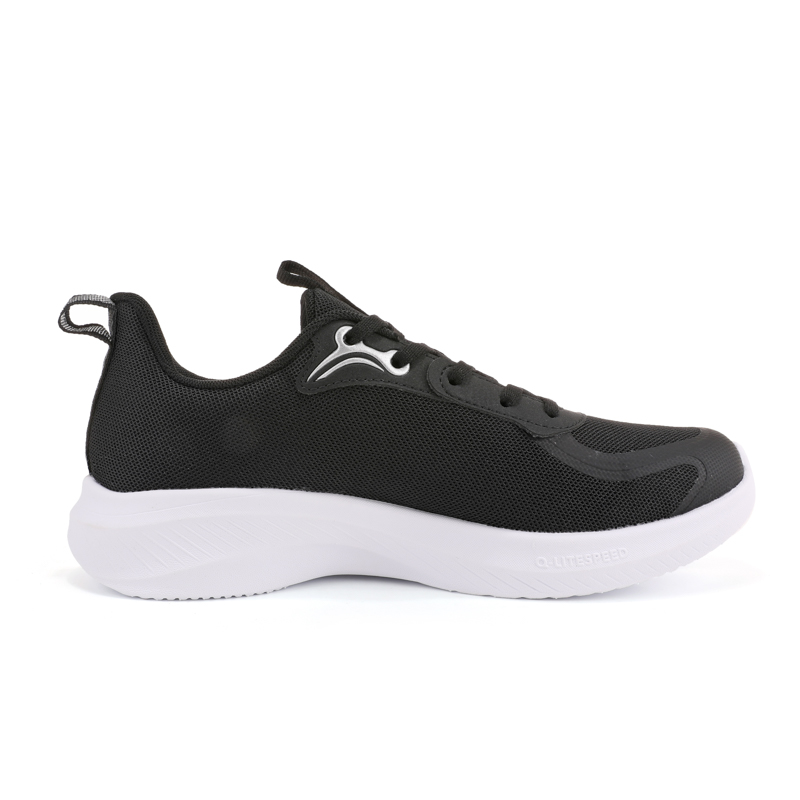 QIAODAN Cushioning Slip Resistant Abrasion Resistant Low top Casual Running Shoes Women’s Black White