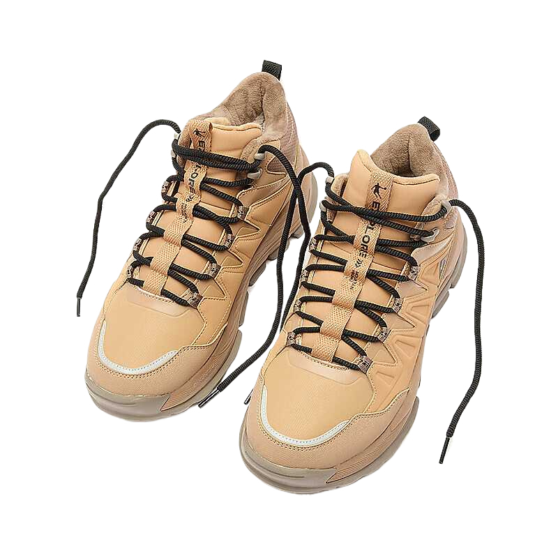 QIAODAN Lightweight Abrasion Resistant Lightweight Abrasion Resistant High top Outdoor Shoes Men’s Tobacco