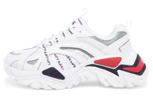 FILA Electrove Leather Low top Chunky Sneakers Women's White Red Black