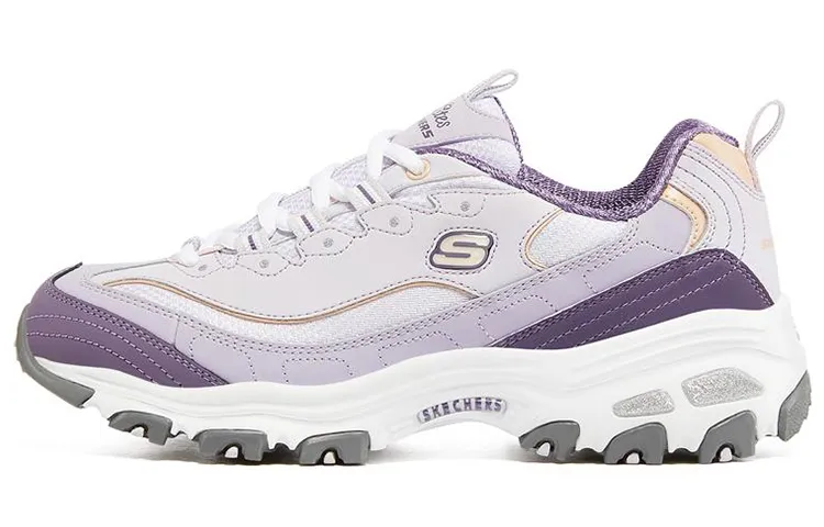 Skechers D'Lites 1.0 Height Increasing Low top Chunky Sneakers Women's White Purple