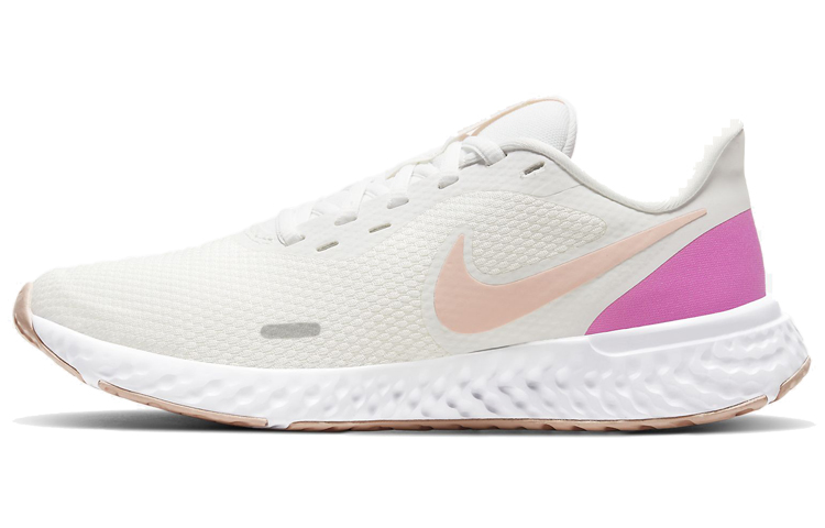 Nike REVOLUTION 5 Comfortable, simple, shock-absorbing, non-slip, wear-resistant, low-top casual running shoes, women's white powder
