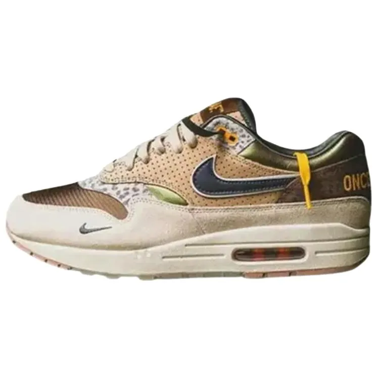 Nike x Division St. Air Max 1 Cushioning Abrasion Resistant Breathable Low top Running Shoes Men's Tan