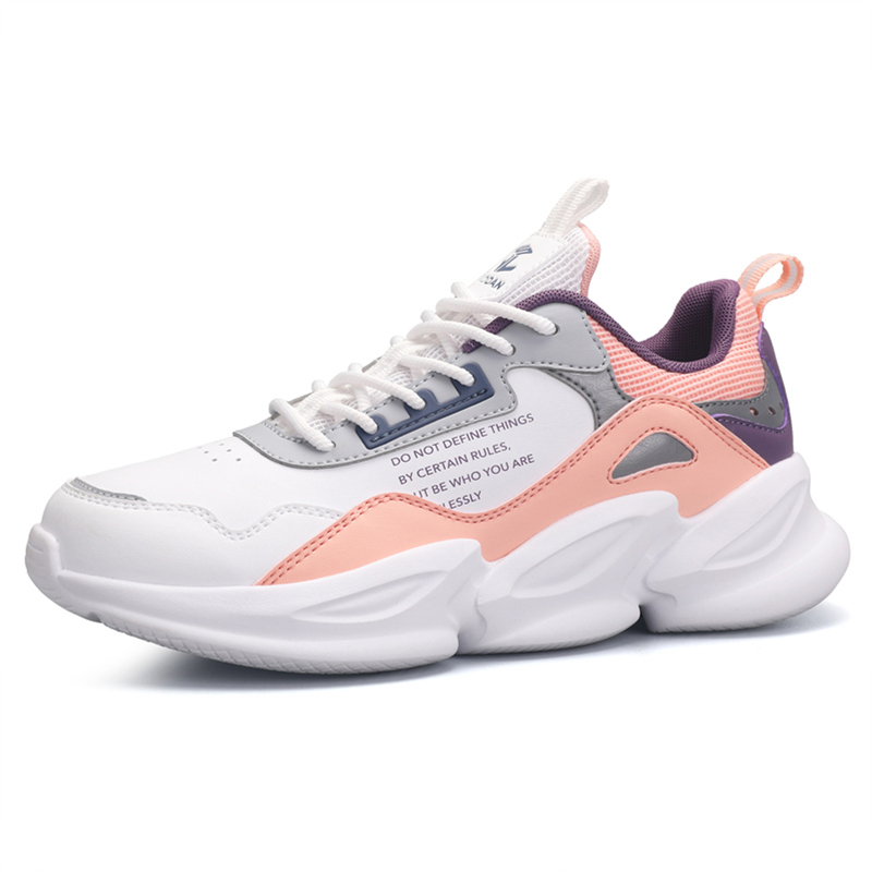 QIAODAN Comfortable Breathable And Lightweight Low top Running Shoes Women’s White Pink Purple