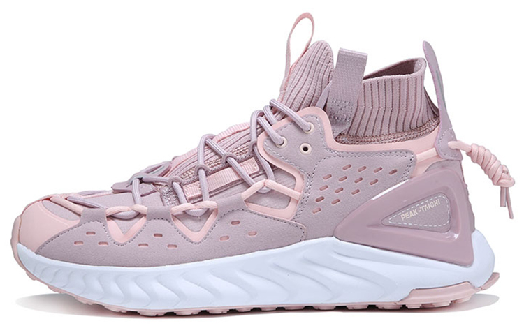 PEAK Cushioning Slip Resistant Abrasion Resistant Support Coverage Mid top Running Shoes Women’s Gray Pink