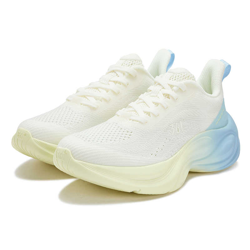 361° Fashion Trend Breathable Lightweight Rebound Low top Casual Running Shoes Women’s Feather White And Yellow
