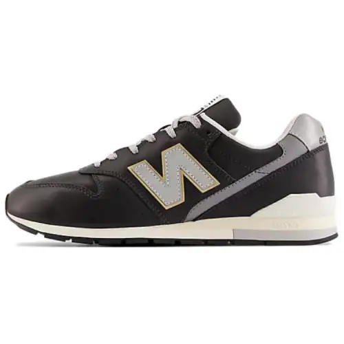 New Balance NB 996 round toe lace-up leather wear-resistant low-top running shoes men's black gray