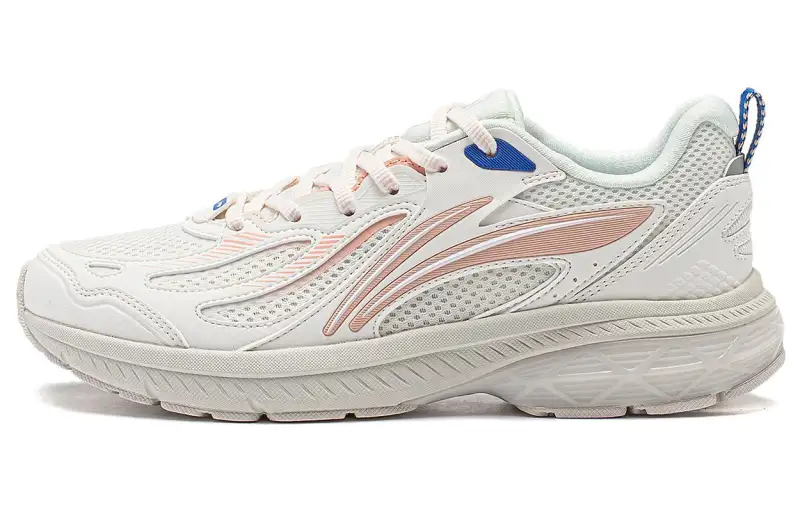 Li Ning Cushioning Slip Resistant Abrasion Resistant Low top Running Shoes Women's White Blue