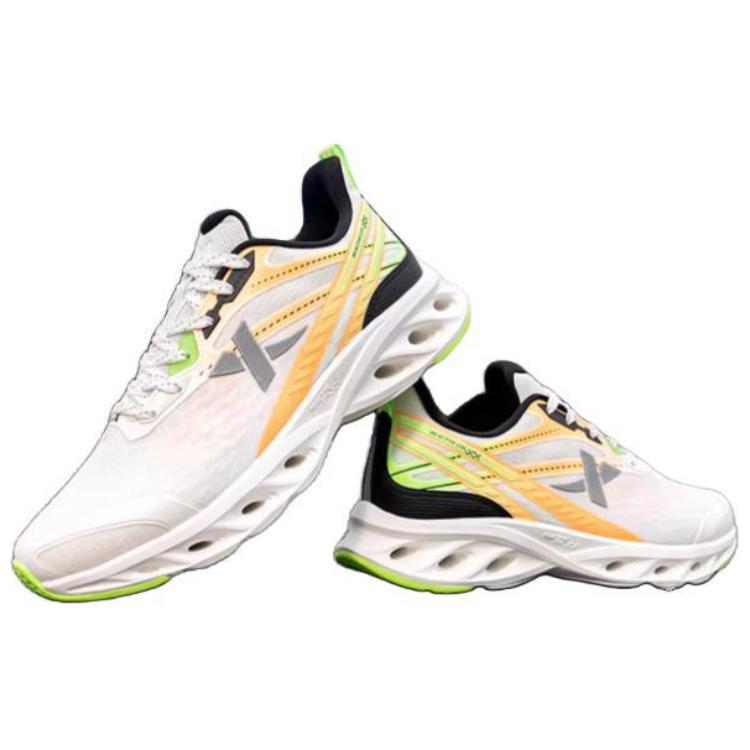 XTEP Cushioning Slip Resistant Abrasion Resistant Rebound Low top Casual Running Shoes Men’s White Orange Green